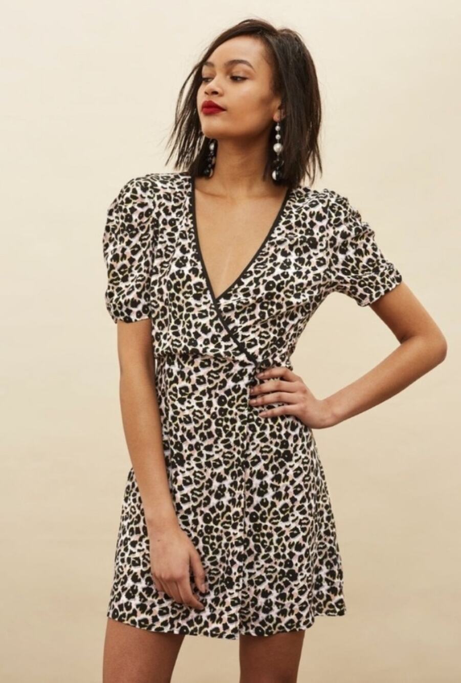 TopShop Flutter Wrap Mini Dress Leopard Animal Print 6